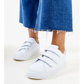 Tênis Samala com velcro branco e dourado 1