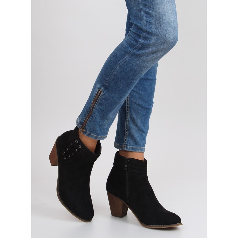 Botas de salto alto em camurça 99-266 pretas preto 2