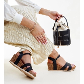 Sandálias de cunha de cortiça preta Gabera preto 1