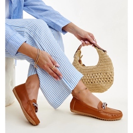 Mocassins marrons decorados com strass Adiba castanho 1