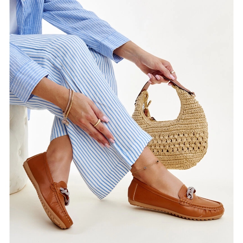 Mocassins marrons decorados com strass Adiba marrom 1