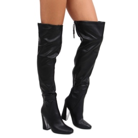 Botas acima do joelho com um excepcional salto preto C75p preto 2 Botas acima do joelho com um excepcional salto preto C75p preto 2