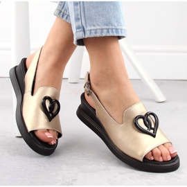 Sandálias femininas de couro com cunha, douradas Filippo DS6069 dourado 1