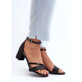 Vinceza Sandálias femininas de salto baixo com glitter pretas Ploemis preto 2