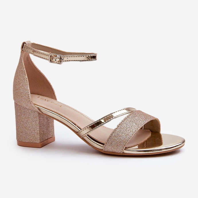 Vinceza Sandálias femininas brilhantes de salto baixo, Golden Ploemis dourado 2