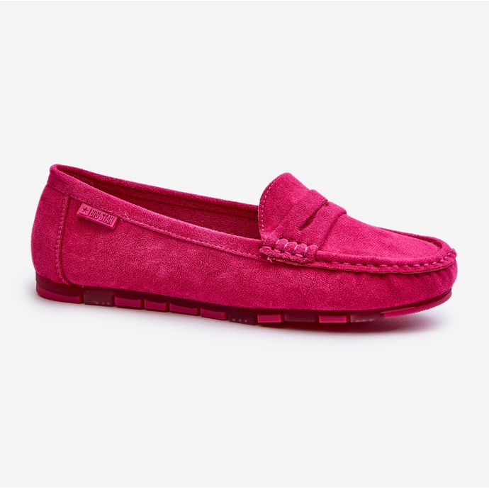 Mocassins femininos de camurça ecológica Big Star NN274934 sistema de espuma viscoelástica fúcsia rosa 2
