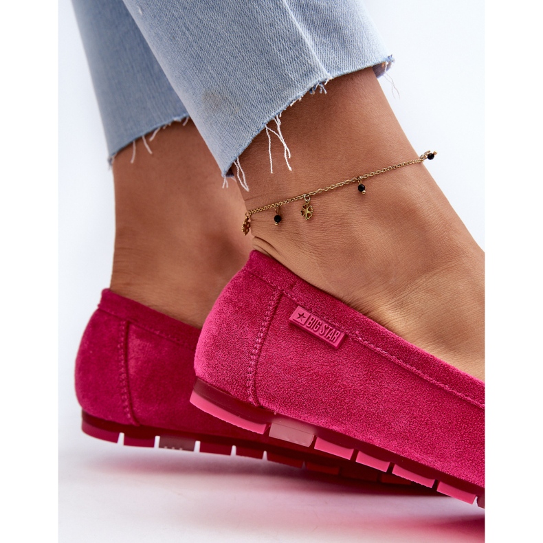 Mocassins femininos de camurça ecológica Big Star NN274934 sistema de espuma viscoelástica fúcsia rosa 1