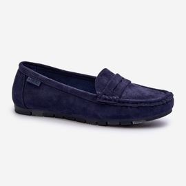 Mocassins femininos de camurça ecológica Big Star NN274931 sistema de espuma viscoelástica azul marinho 1