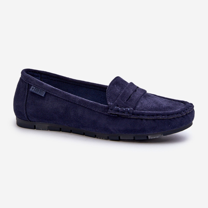 Mocassins femininos de camurça ecológica Big Star NN274931 sistema de espuma viscoelástica azul marinho 1
