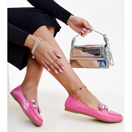 Mocassins rosa escuro com fivela Mali de zircônio 1 Mocassins rosa escuro com fivela Mali de zircônio 1