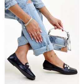 Mocassins pretos com fivela Mali de zircônio 1