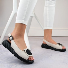 Sandálias confortáveis ​​de couro na plataforma Artiker W HBH74B, bege 1