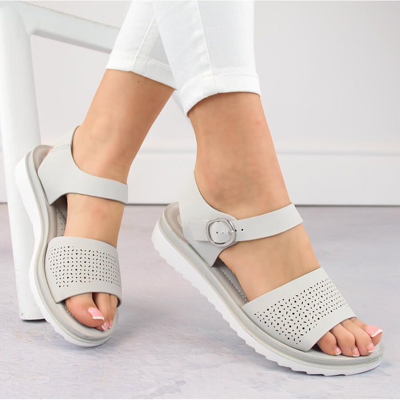 Sandálias femininas cinza com aberturas Sergio Leone SK082H 1