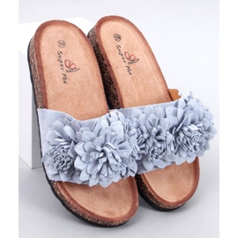 Chinelos de cortiça com flores Sebill Grey cinza 1