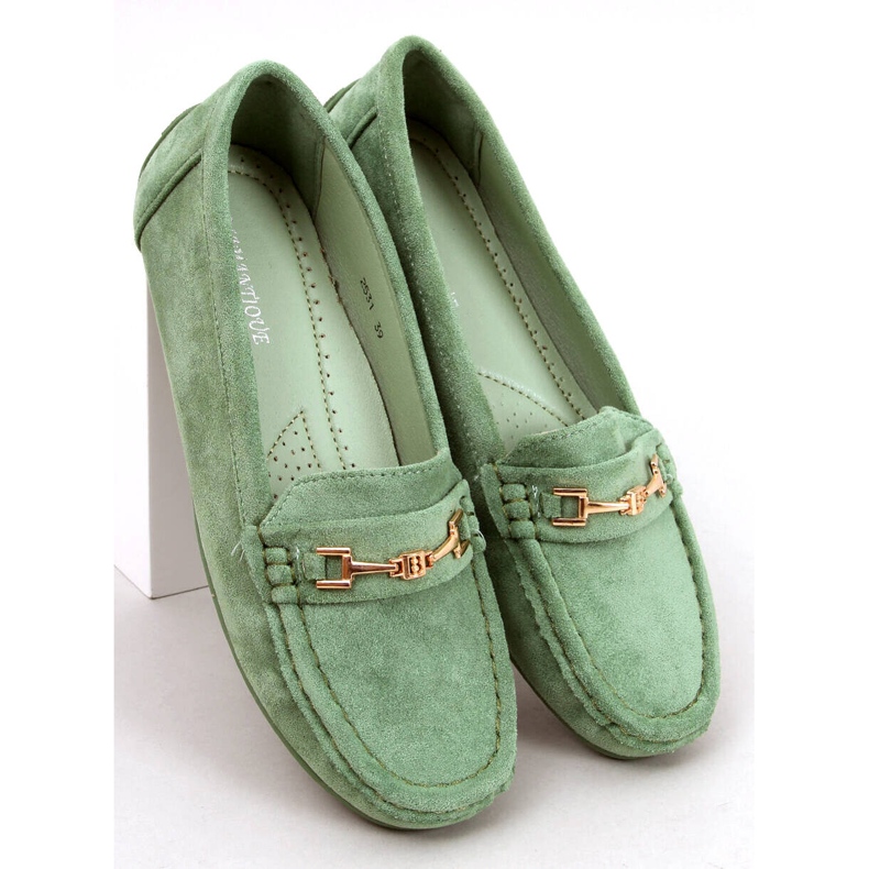 Mocassins femininos de camurça Sourd L.GREEN verde 1