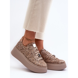 Calçados Esportivos de Couro na Plataforma Maciejka 06191-10 Bege 2
