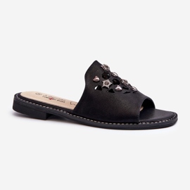 Chinelos femininos brilhantes com decorações S.Barski KV27-063 preto 1