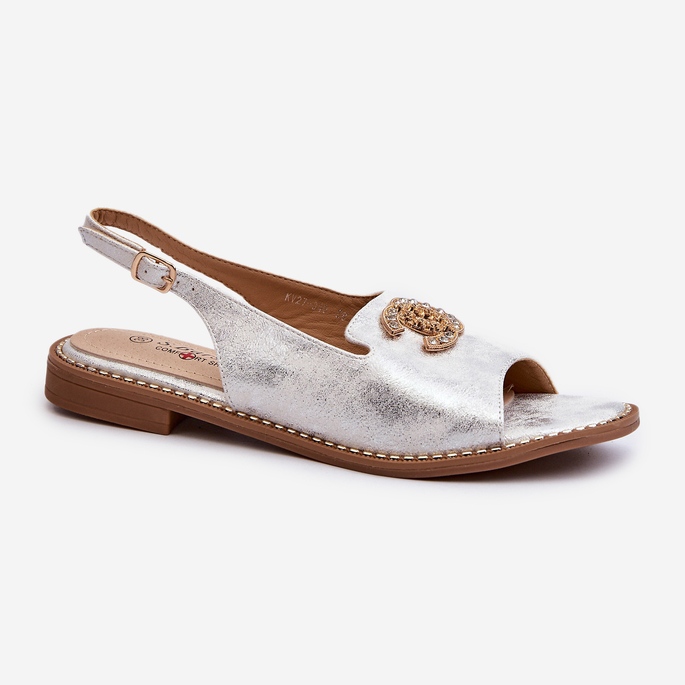 Sandálias Femininas Com Decoração S.Barski KV27-049 Prata 1