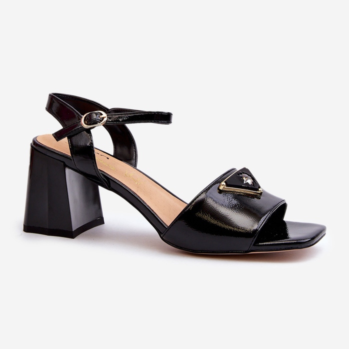 S.Barski Sandálias elegantes de couro envernizado com salto alto preto D&amp;A MR38-660 1