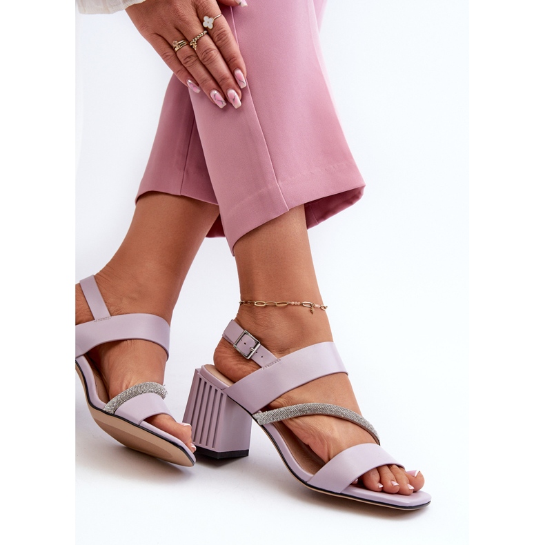 S.Barski Sandálias femininas elegantes de salto alto roxas D&amp;A MR38-549 tolet 1