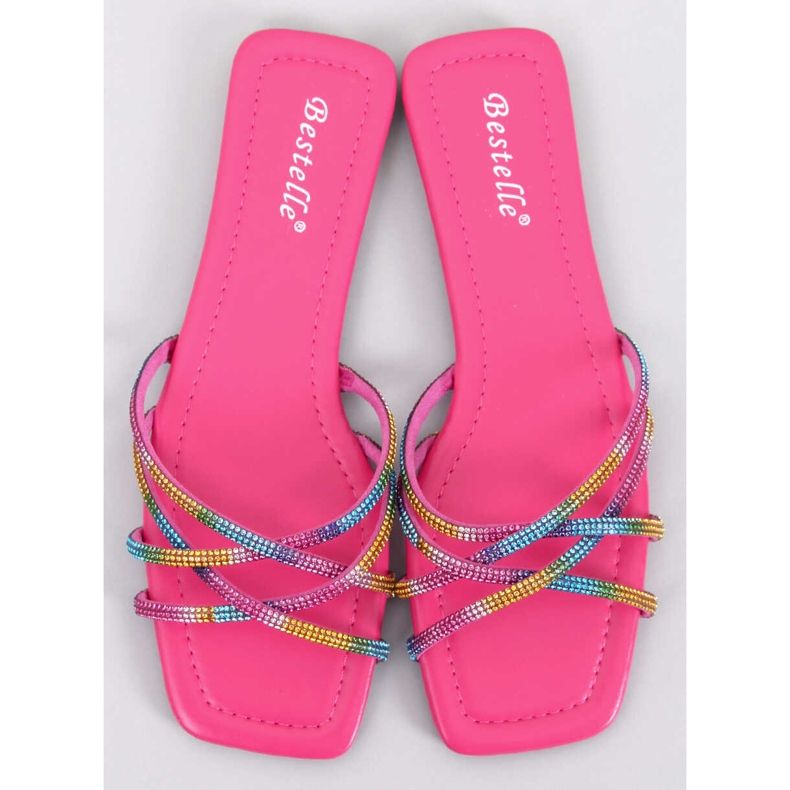 Chinelos de strass Rexha fúcsia rosa 1