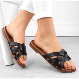 Chinelos romanos pretos femininos de Sergio Leone SK076H 1