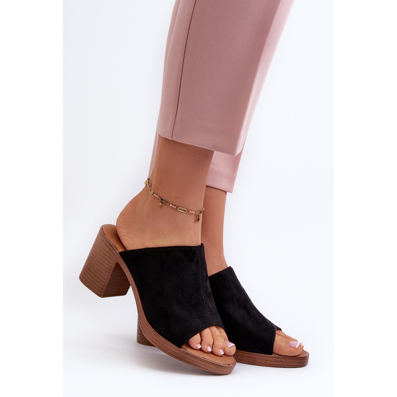 Chinelos femininos elegantes e leves com salto alto, Black Varnila preto 2