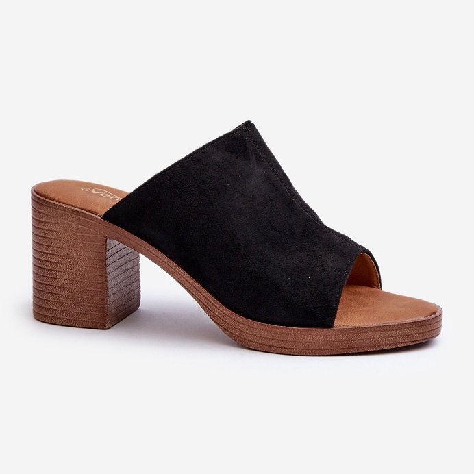 Chinelos femininos elegantes e leves com salto alto, Black Varnila preto 1