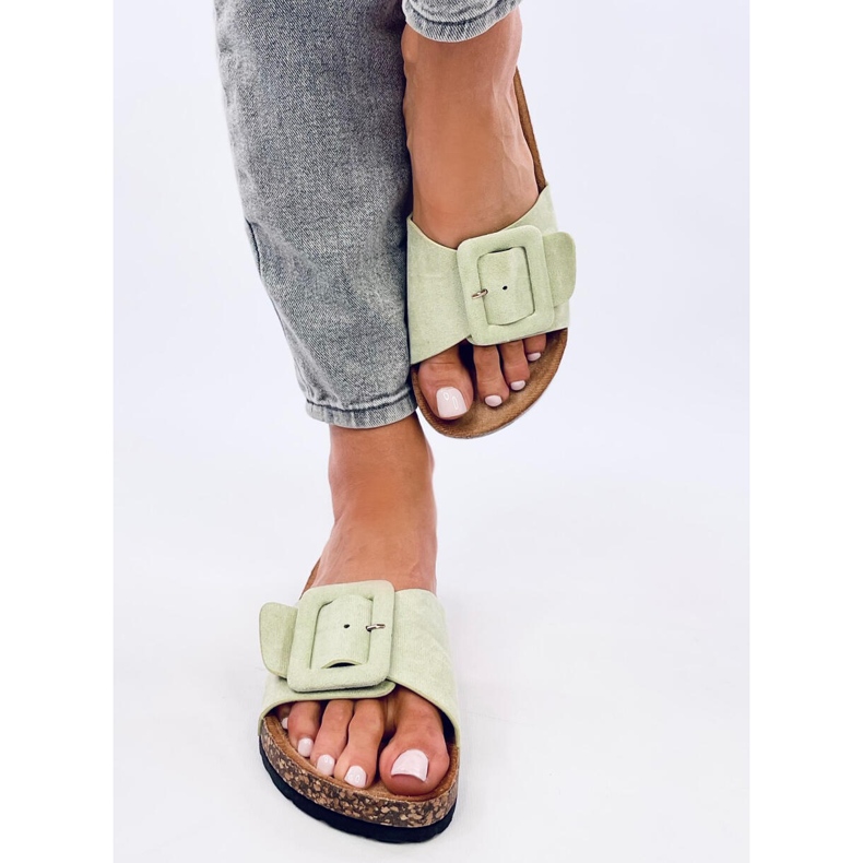 Chinelos de sola de cortiça Priya LT.GREEN verde 1