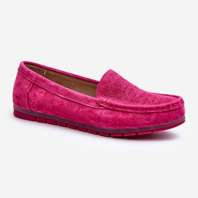 Mocassins femininos de camurça fúcsia S.Barski LR755 rosa 1