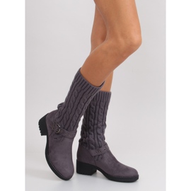 Botas altas com cano NC109 cinza 2 Botas altas com cano NC109 cinza 2