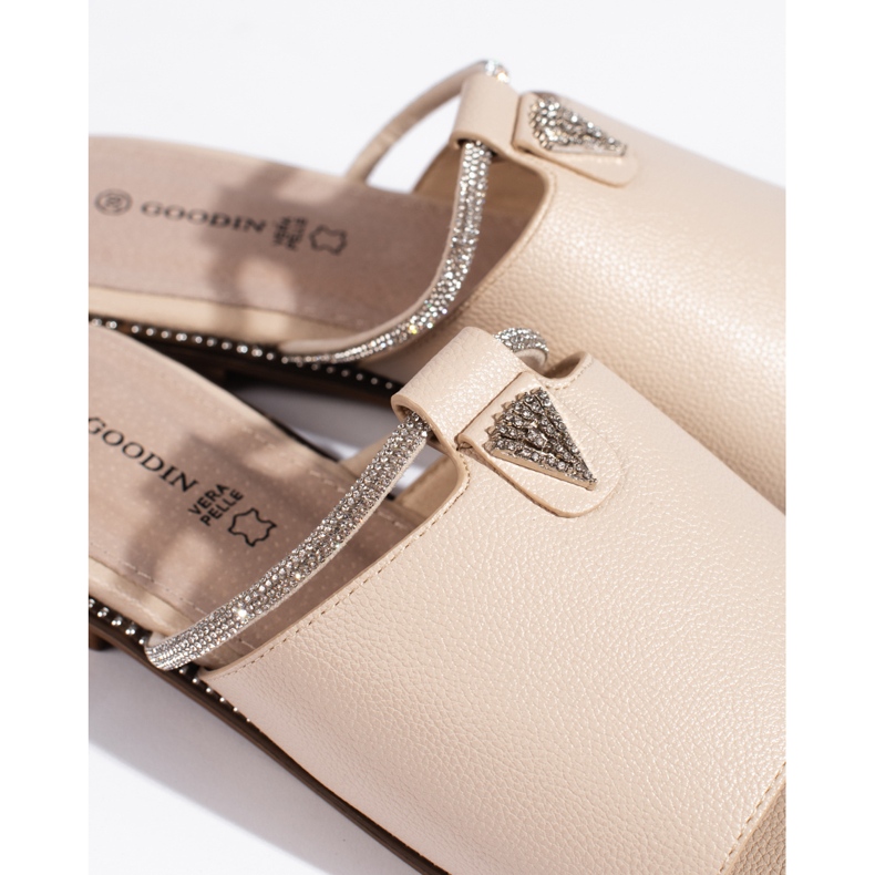 Slides planos bege femininos 1