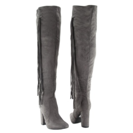 Botas acima do joelho com franjas C77P cinza 1