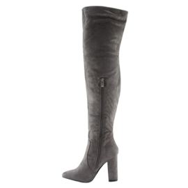 Botas acima do joelho com franjas C77P cinza 2