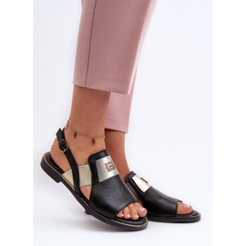 Sandálias femininas de couro Zazoo 40385 pretas preto 2