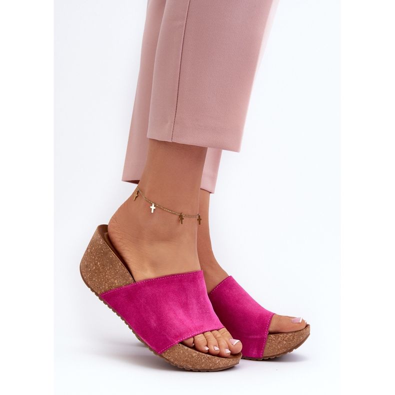 Chinelos femininos Zazoo 40311 com cunha de cortiça fúcsia rosa 2 Chinelos femininos Zazoo 40311 com cunha de cortiça fúcsia rosa 2