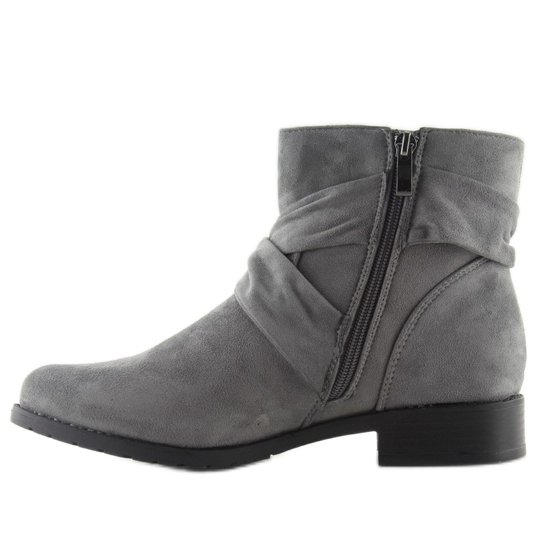 Botas de camurça com laço B7713 Cinzento cinza 1