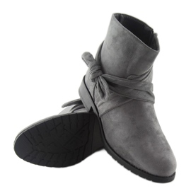 Botas de camurça com laço B7713 Cinzento cinza 2
