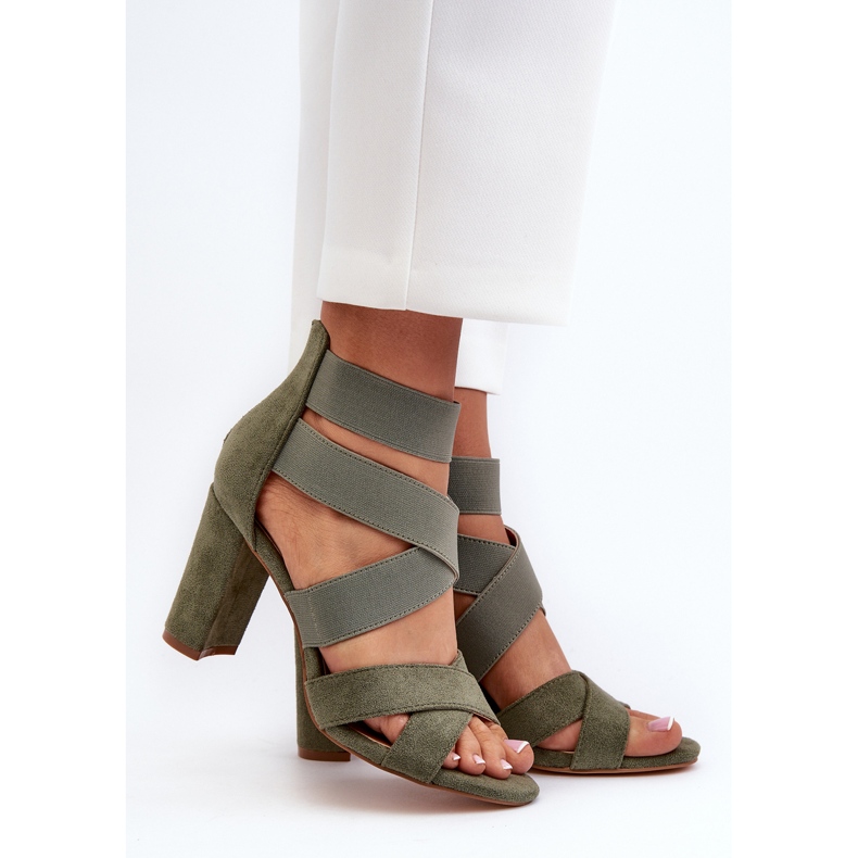 Sandálias Femininas de Salto Alto com Alças, Verde Obissa 1