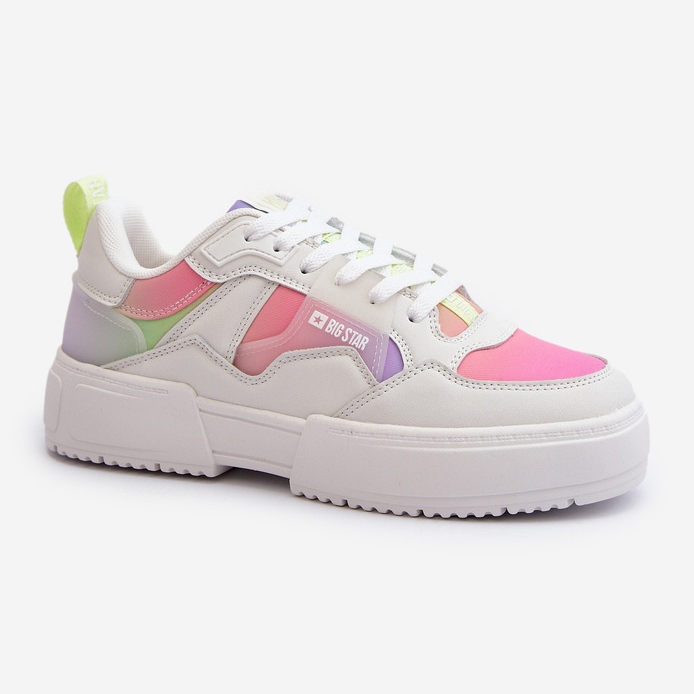 Tênis feminino Big Star NN274359 sistema de espuma viscoelástica multicolorido branco 2