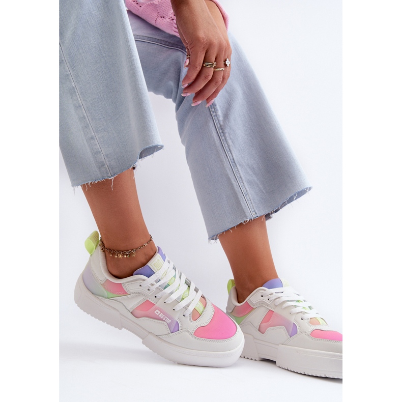 Tênis feminino Big Star NN274359 sistema de espuma viscoelástica multicolorido branco 1
