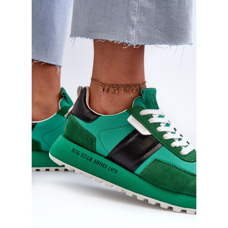Tênis plataforma feminino Big Star NN274501 Memory Foam System verde 1