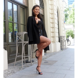 Sandálias de salto alto de couro ecológico Askern preto 1