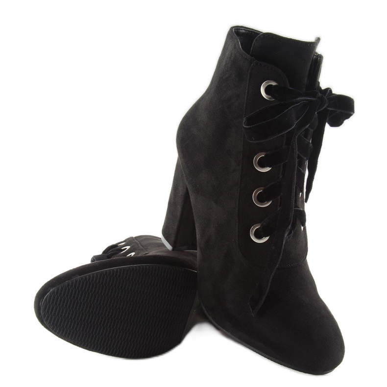 Botas pretas pretas com saltos largos preto 1