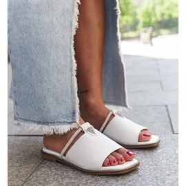 Chinelos com inserção de couro Antari branco 1