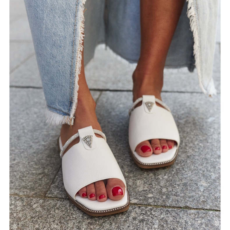 Chinelos com inserção de couro Antari branco 2