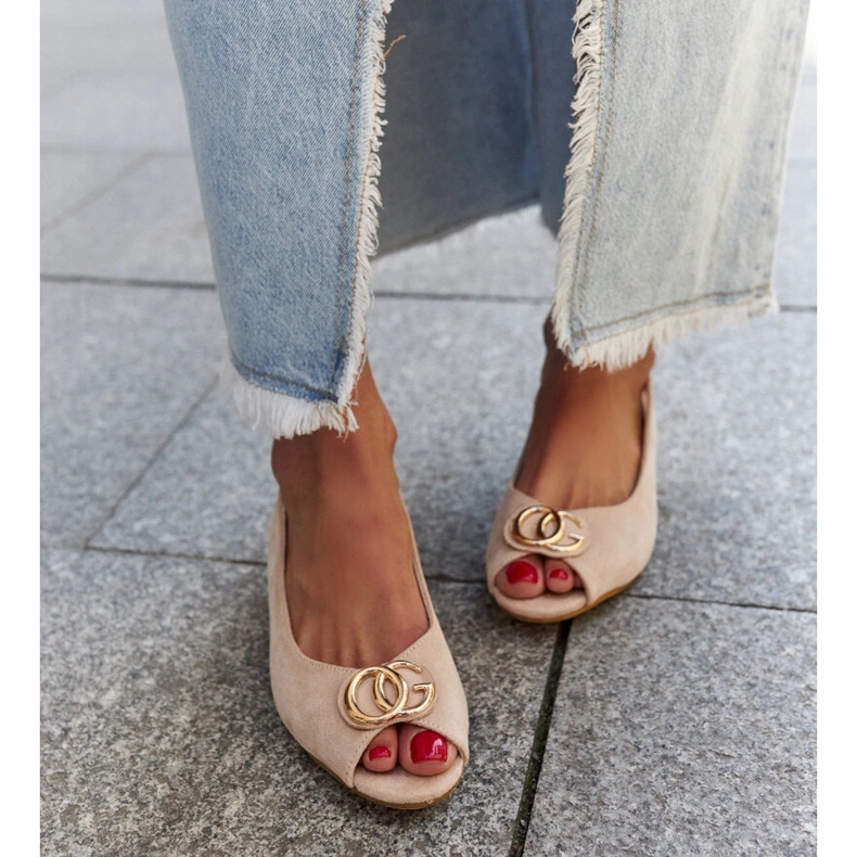 Sandálias com palmilha de couro Warda bege 1