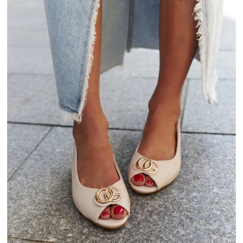 Sandália com palmilha de couro Karimala bege 2