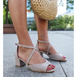 Sandálias de salto alto com palmilha de couro Raniya cinza 1