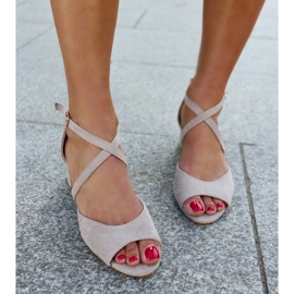 Sandálias de salto alto com palmilha de couro Raniya cinza 2